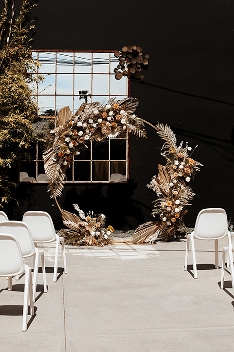  alleylujah neutral wedding – wedding arch with neutral colored flowers