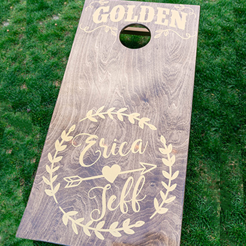  guest book made out of corn hole 