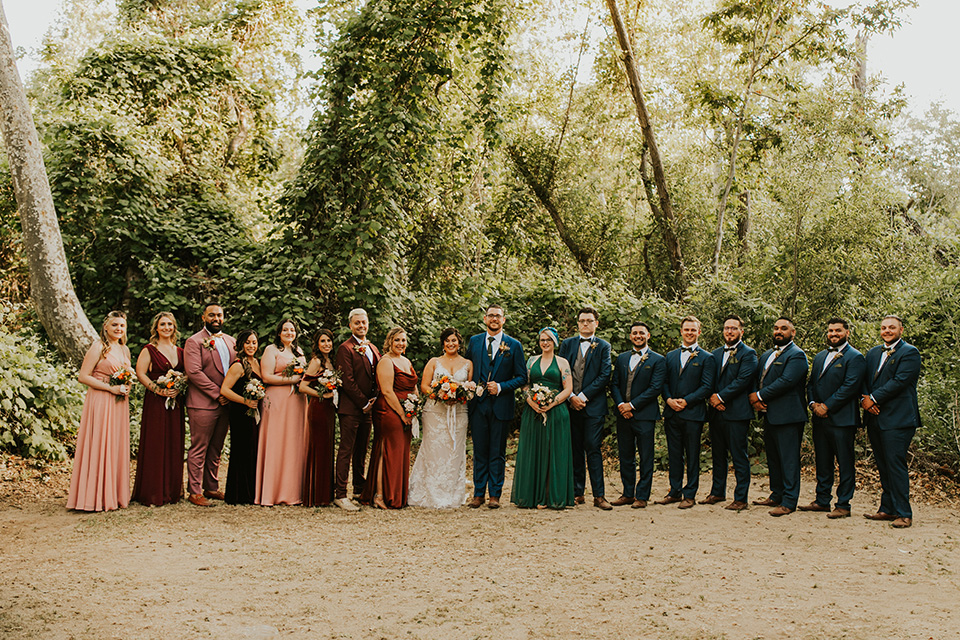  dreamy fall wedding with the bridal party in different colors and styles 