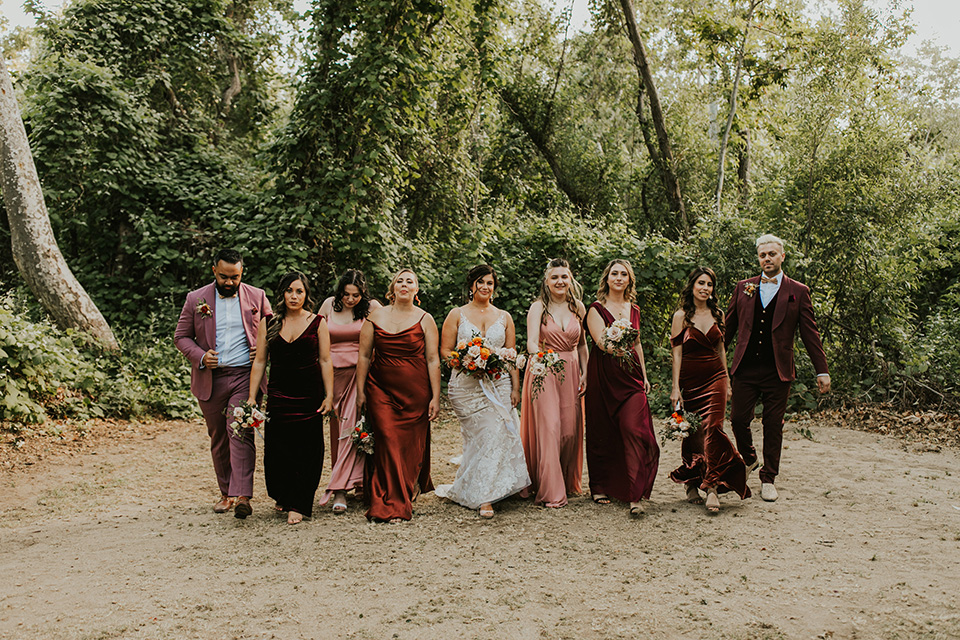  dreamy fall wedding with the bridesmaids in different colors and styles 
