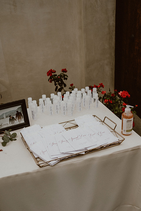  Letitia and Zach’s romantic vineyard burgundy + rose wedding – bride in her lace gown with long sleeves and the groom in a burgundy shawl lapel tuxedo