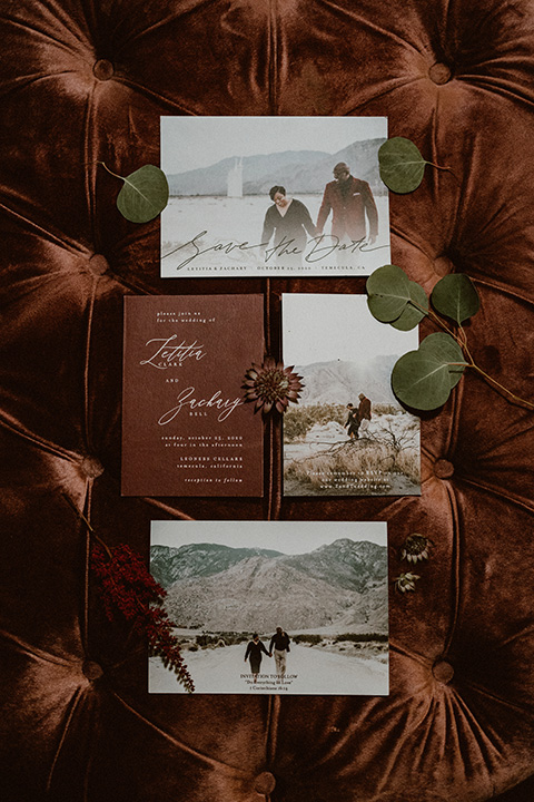  Letitia and Zach’s romantic vineyard burgundy + rose wedding – bride in her lace gown with long sleeves and the groom in a burgundy shawl lapel tuxedo