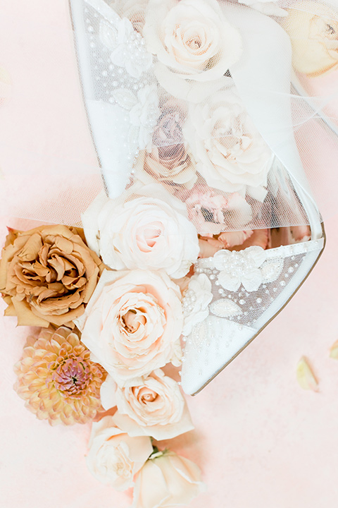  white and lace bridal shoes 