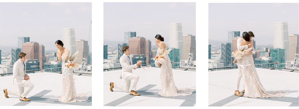  bride in a modern a line gown with a tulle skirt and the groom in a navy shawl lapel tuxedo 