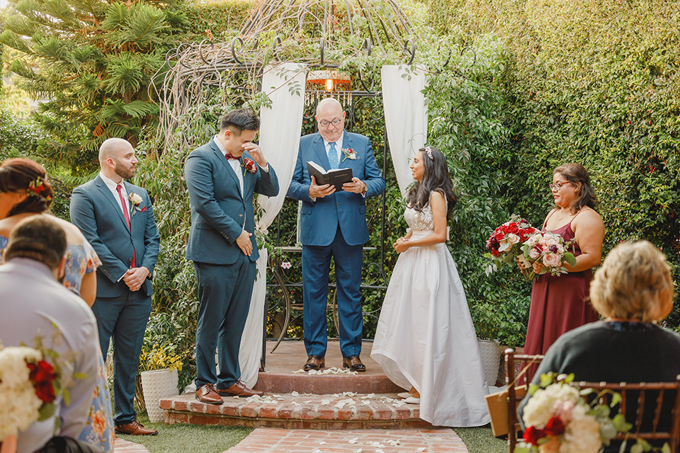  red and blue farmhouse wedding – ceremony 