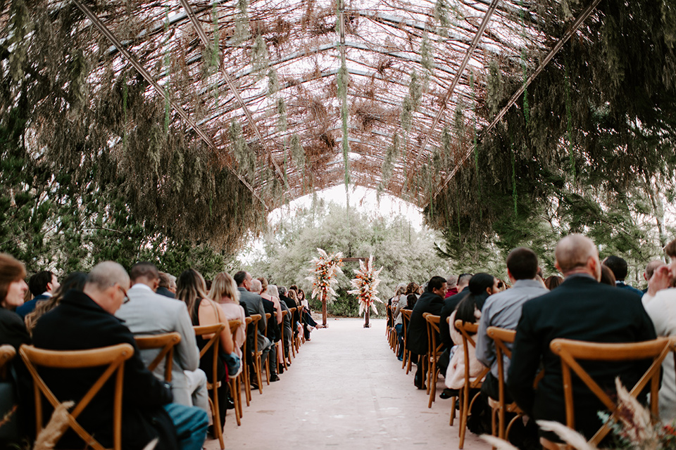  bohemian orange wedding – ceremony space