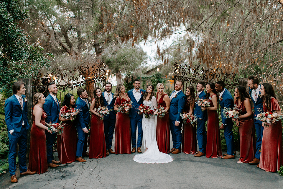  bohemian orange wedding – group shot