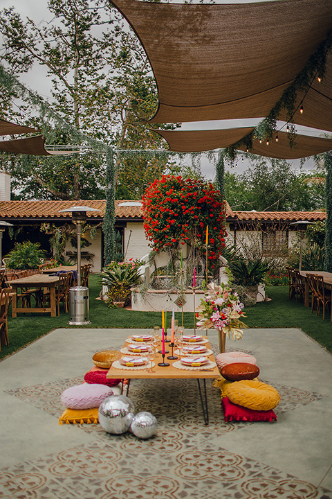  micro airbnb wedding with the bride and groom in suits – table 