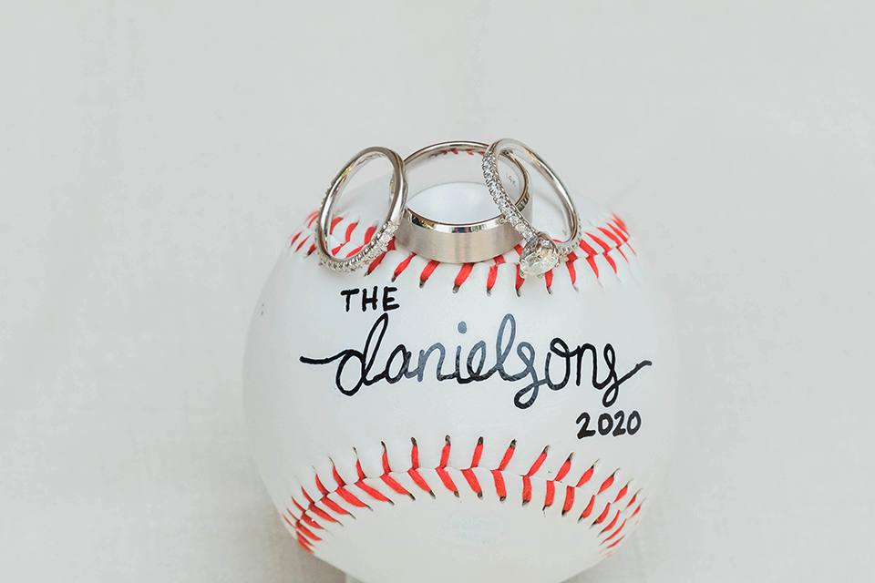  baseball inspired wedding with light blue and white details – the rings 