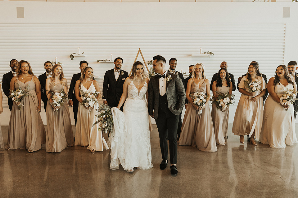  black + neutral modern wedding – bridal party 