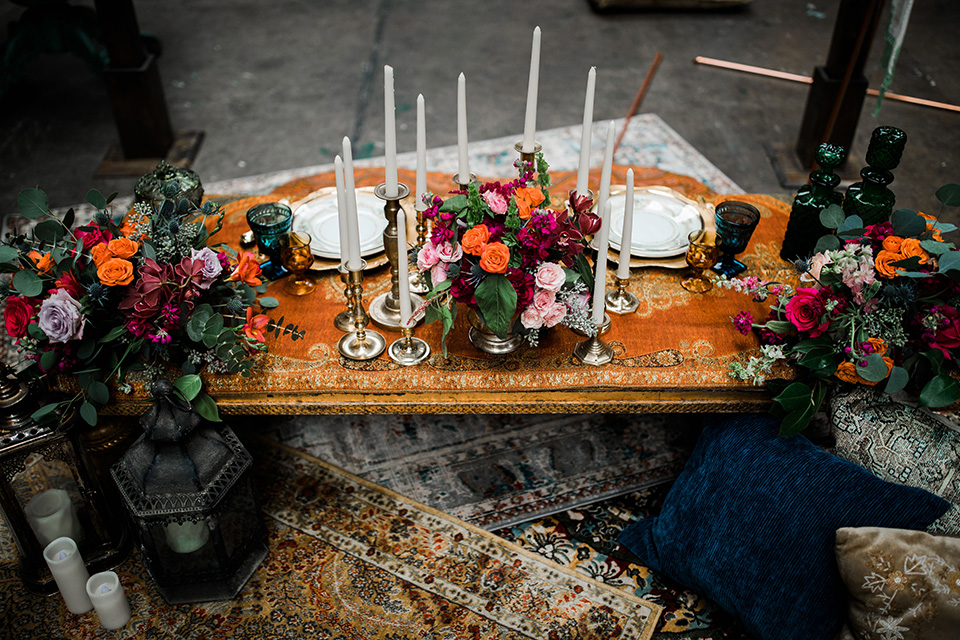  fall navy, green, and orange wedding – table