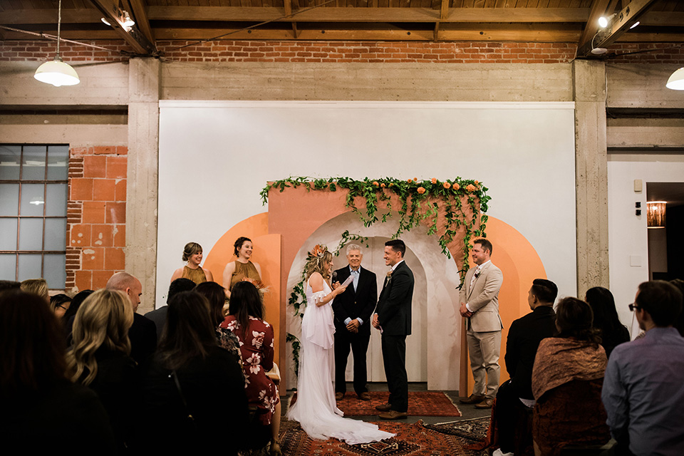  fall navy, green, and orange wedding – ceremony