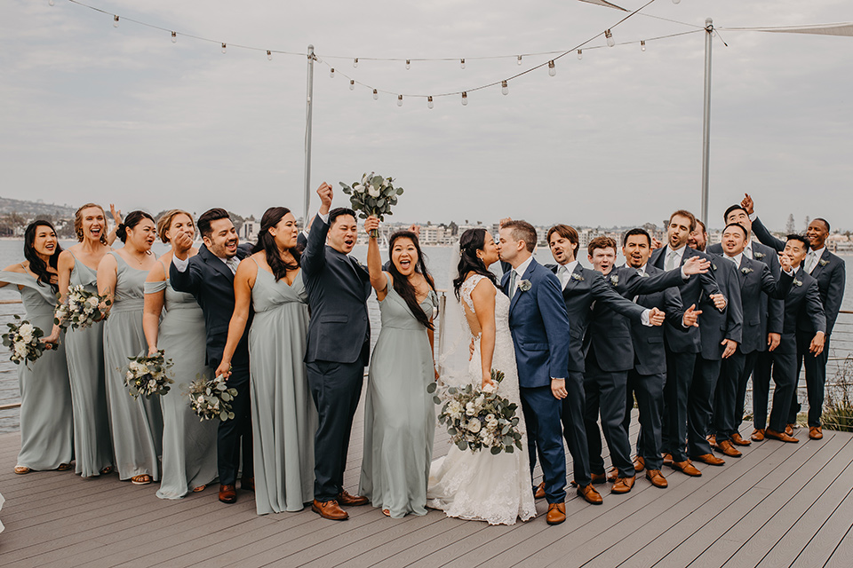  blue and red wedding- bridal party