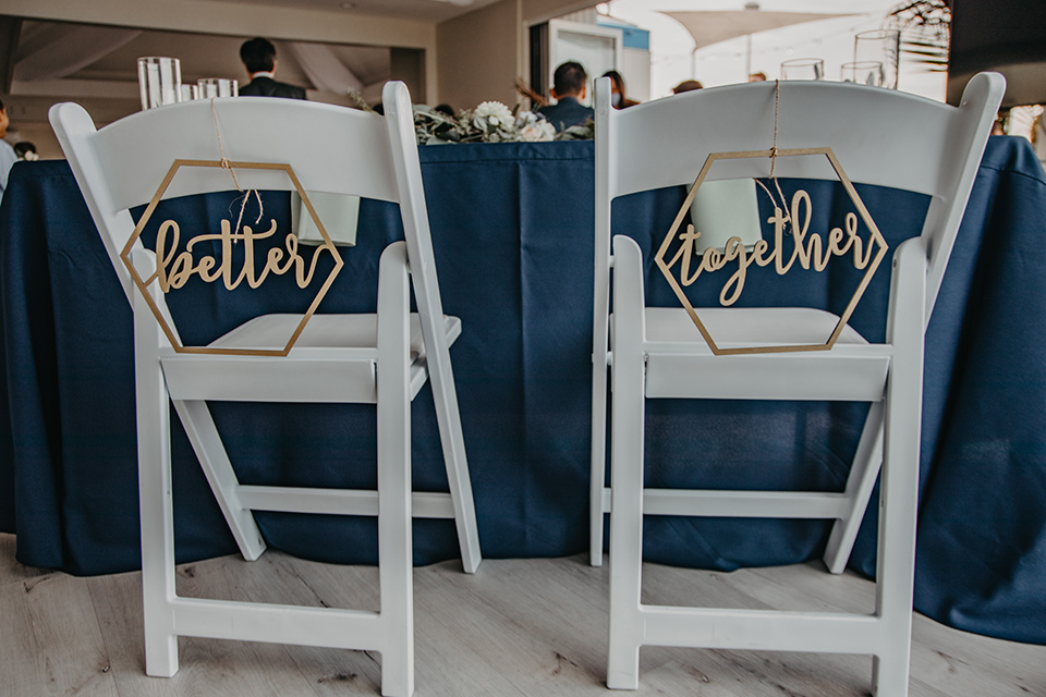  blue and red wedding- sweetheart tables and chairs