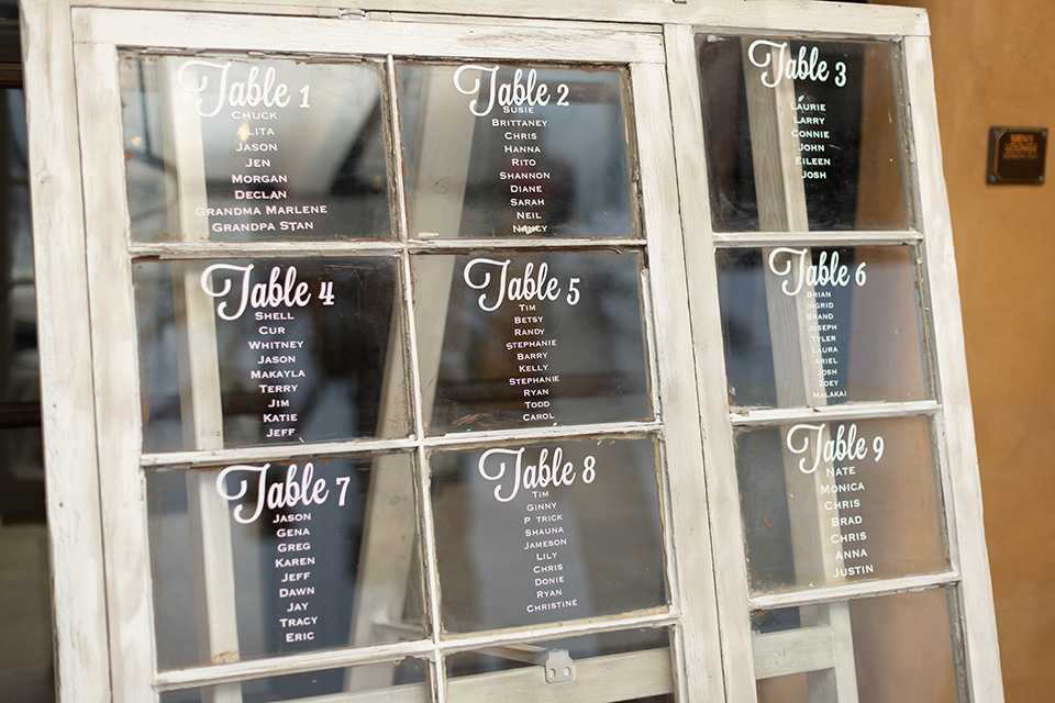  grey and black rustic wedding in Temecula – seating chart