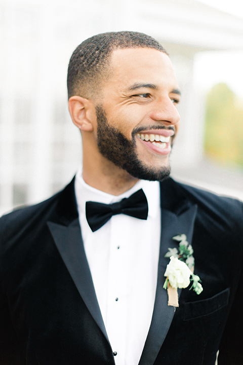  caramel mountain wedding with  black tie flare and the groom in a black velvet tuxedo – ceremony decor 