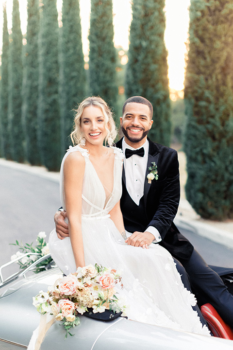  caramel mountain wedding with  black tie flare and the groom in a black velvet tuxedo – ceremony decor 