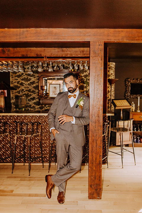 rustic bohemian wedding with brown and gold color scheme – groom