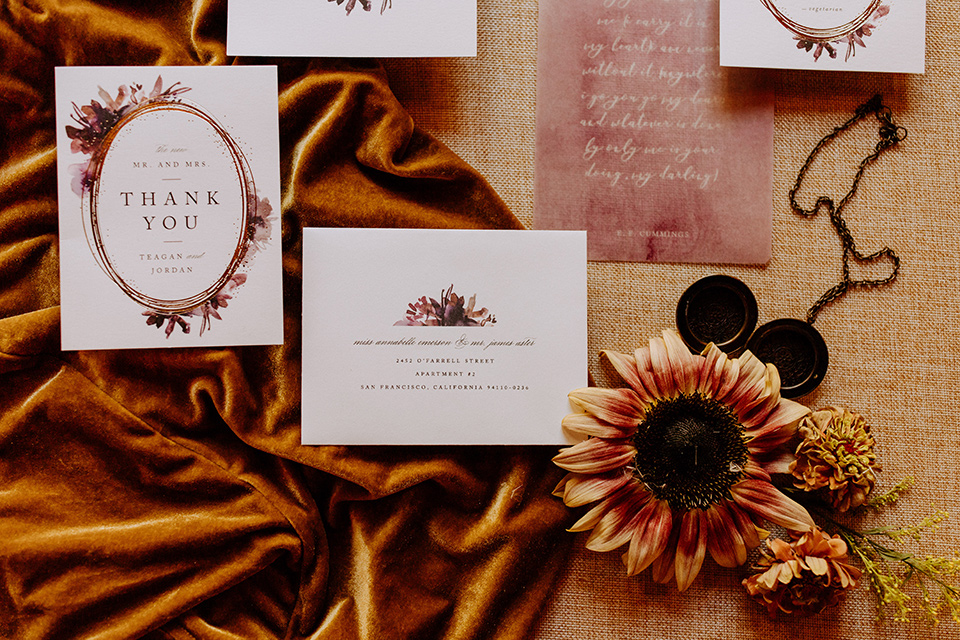  rustic bohemian wedding with brown and gold color scheme – invitations 