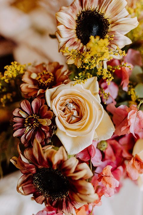  rustic bohemian wedding with brown and gold color scheme – couple in smoke bomb 