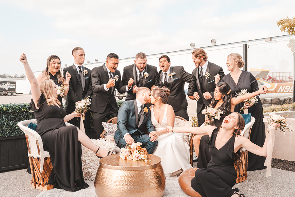  hangar 21 fullerton wedding with navy and bohemian style – bridal party 