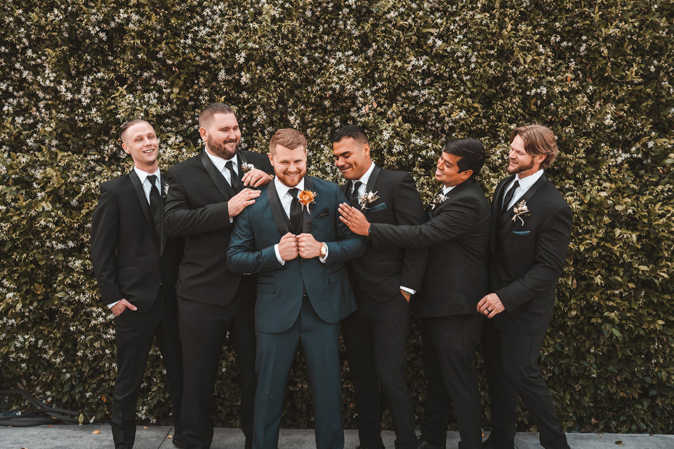  hangar 21 fullerton wedding with navy and bohemian style – groom and groomsmen 