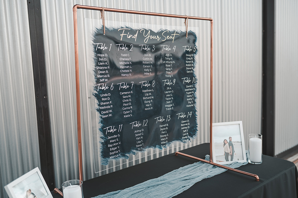  hangar 21 fullerton wedding with navy and bohemian style – table seating 