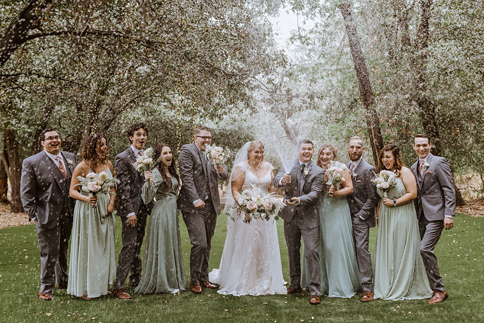  rustic wedding with café brown suits and mint bridesmaids dresses – bridal party 
