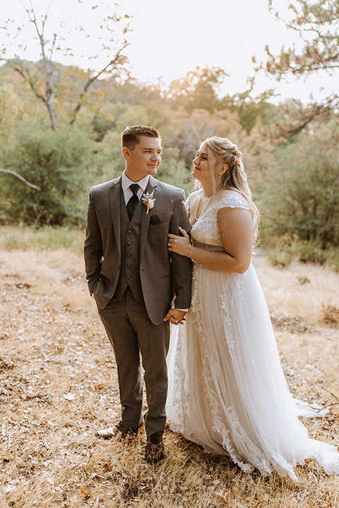  rustic wedding with café brown suits and mint bridesmaids dresses 