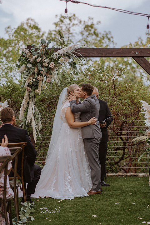  rustic wedding with café brown suits and mint bridesmaids dresses 