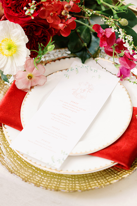  tropical and gold wedding with red accents – flatware and table décor 