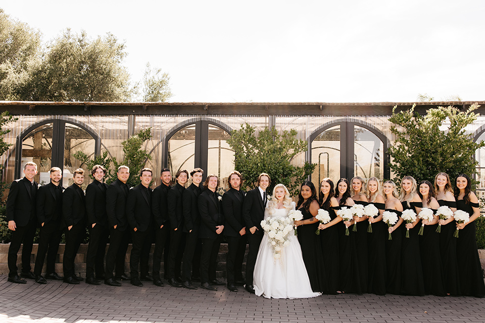  black and white wedding design with luxe details – bridal party 