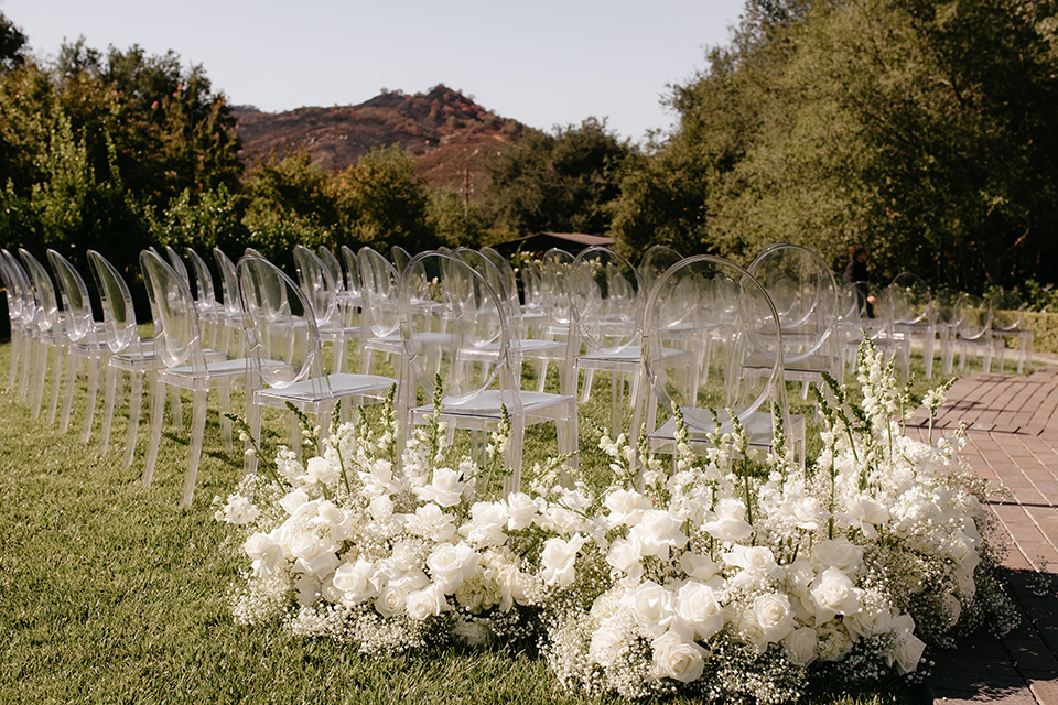  black and white wedding design with luxe details – ceremony chairs 