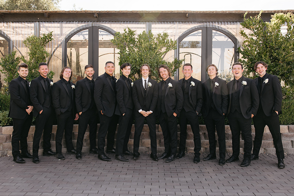  black and white wedding design with luxe details – groomsmen