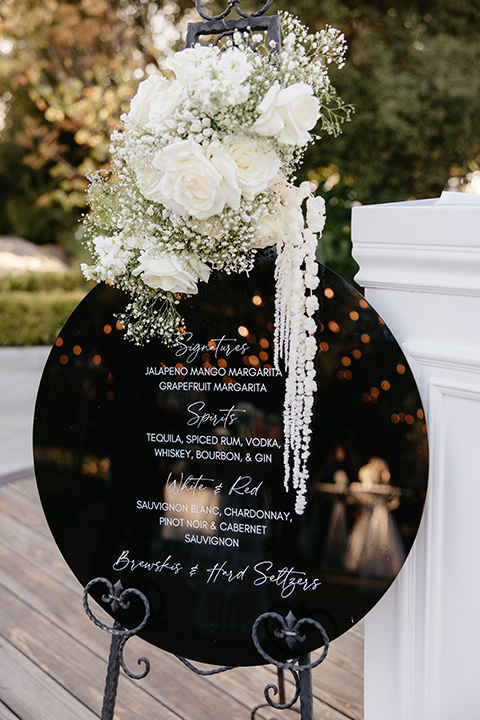 black and white wedding design with luxe details – welcome sign 