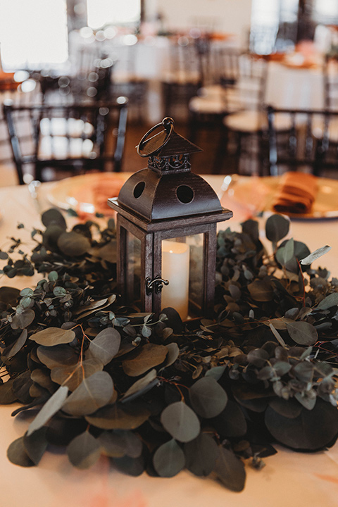  a fall toned wedding at the Fallbrook Estate Wedgewood venue with the groom and groomsmen in grey suits and the bridesmaids in orange – table and décor 