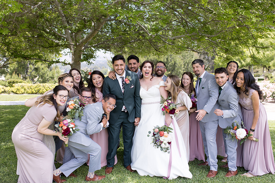  garden wedding with a green and pink color scheme - bridalparty 