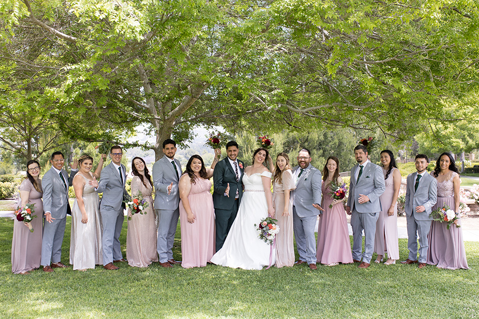  garden wedding with a green and pink color scheme - bridalparty 