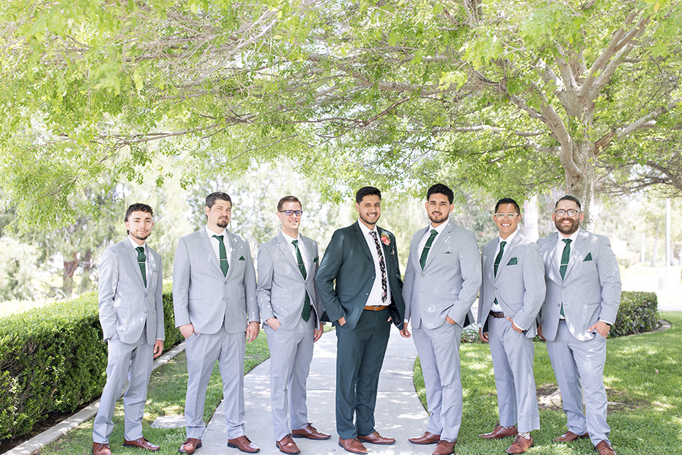 garden wedding with a green and pink color scheme – groomsmen 