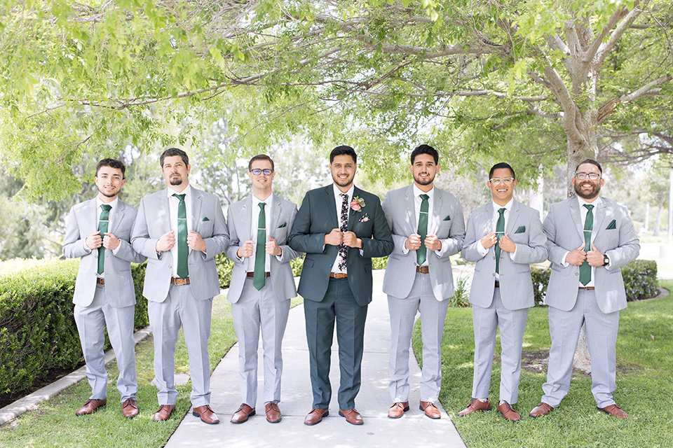  garden wedding with a green and pink color scheme – groomsmen 