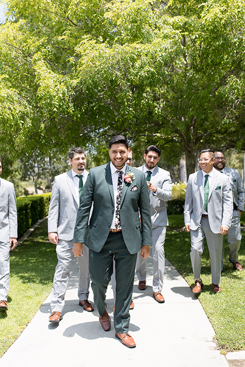  garden wedding with a green and pink color scheme – groomsmen 