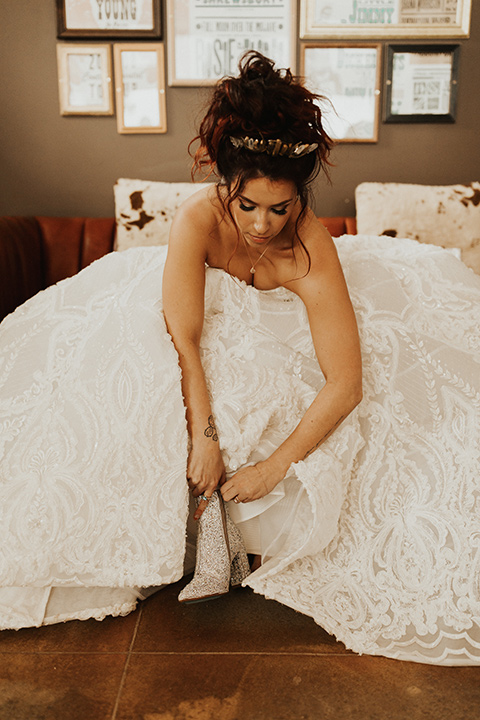  Jillian Rose Reed’s fabulous desert boho wedding – bride in her white ball gown 
