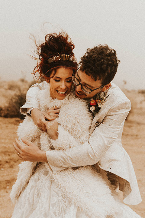  Jillian Rose Reed’s fabulous desert boho wedding – couple laughing