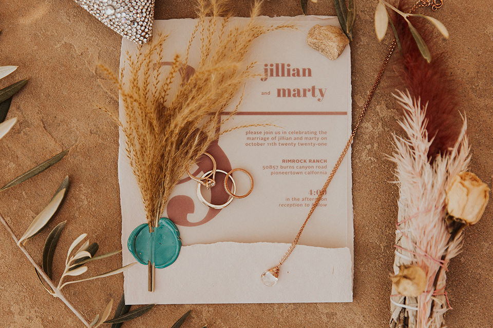  Jillian Rose Reed’s fabulous desert boho wedding – invitations 