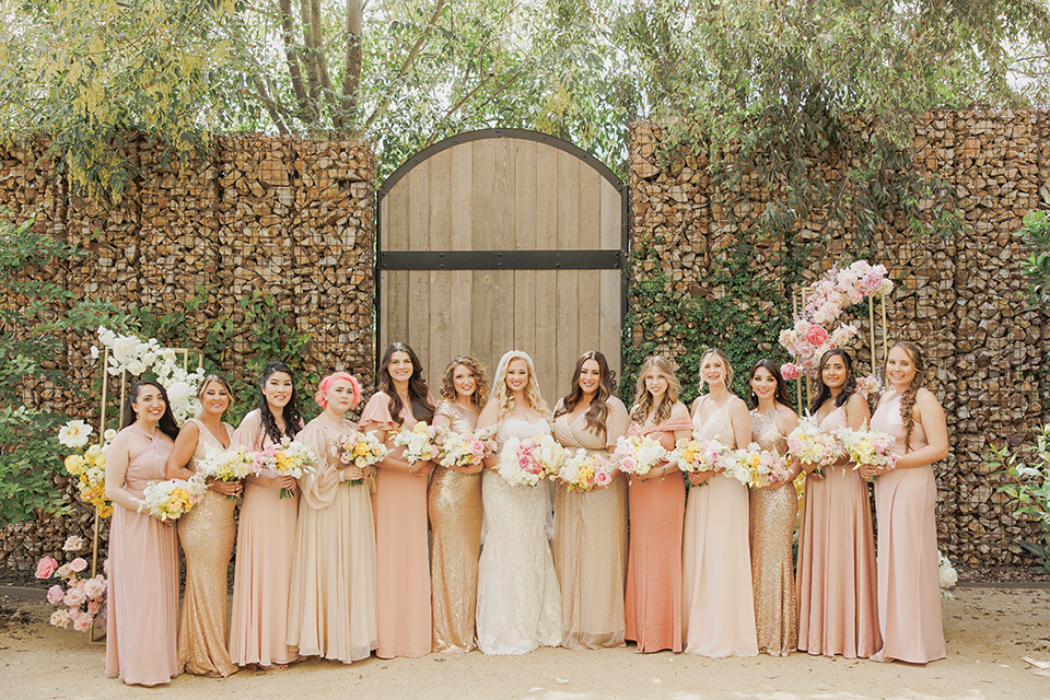  princess inspired wedding with touches of pink and dogs - bridesmaids 