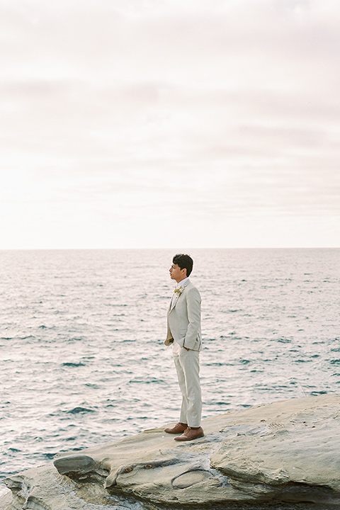  la jolla wedding on the beach with the groom in a tan suit - bride 