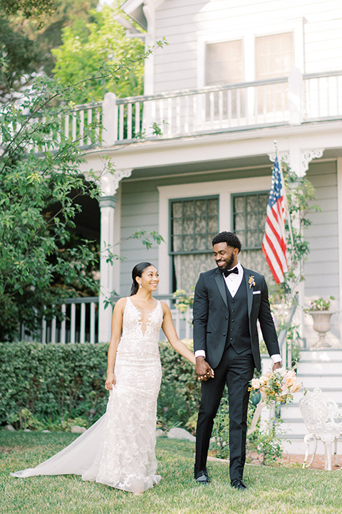  Lavender Marketplace wedding with classic black and white style and décor 