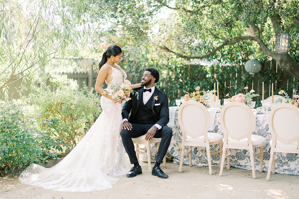  Lavender Marketplace wedding with classic black and white style and décor 