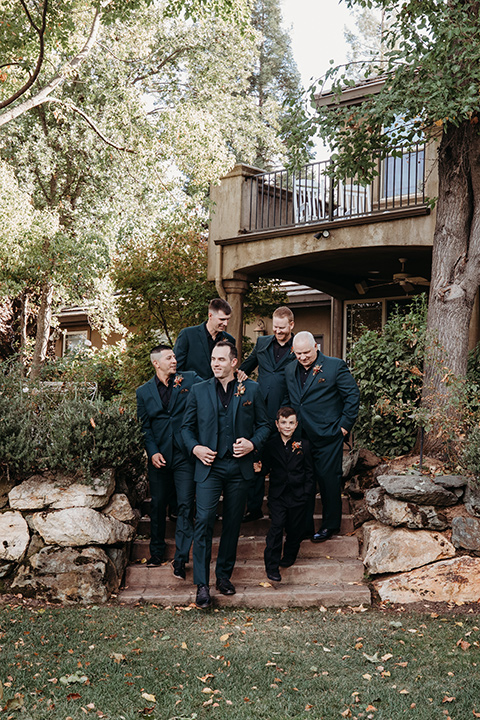  boho autumn wedding with the groom and groomsmen in a green suit – groomsmen