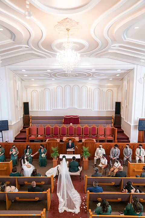  green las vegas wedding – couple at church ceremony 